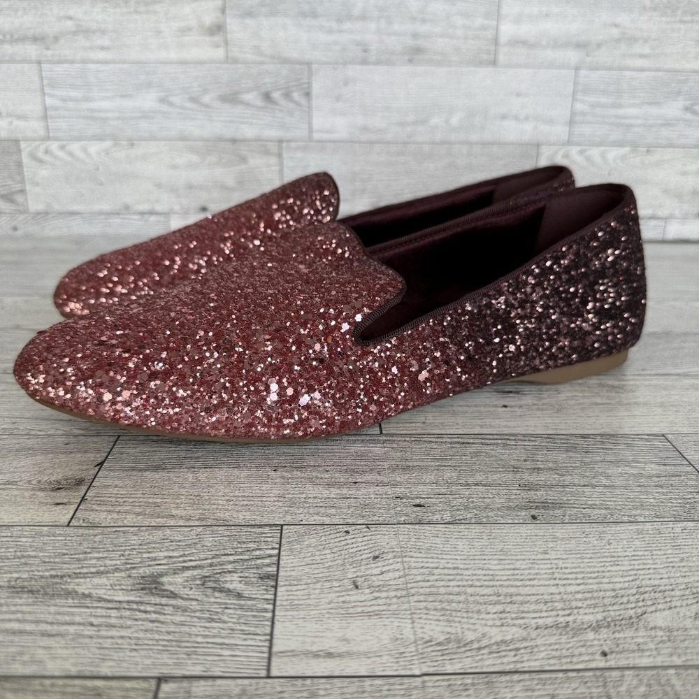 Birdies‎ Women's Pink Ombré Glitter Loafer Slip On Flats Size 9.5 Round Toe